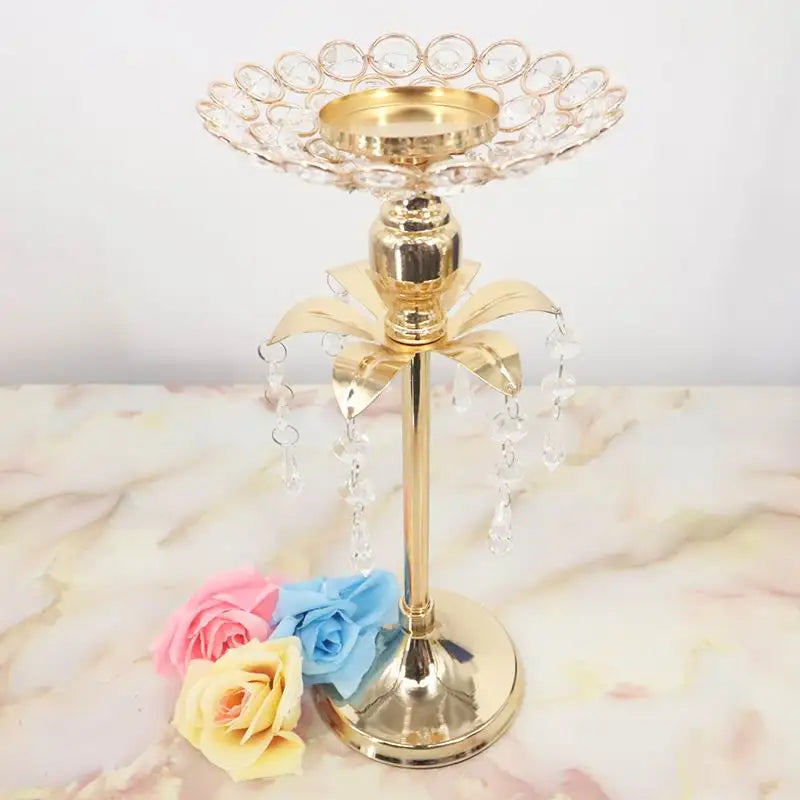 PEANDIM Gold Crystal Candle Holder Wedding Decoration Table Centerpieces Candelabra Birthday Party Flower Vase Holder Home Decor