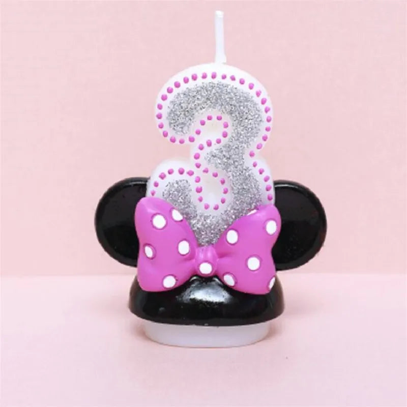 2019 New Handmade Girl Baby Kid Child Birthday Anniversary Candle Birthday Figure Number Candle Pink Bowknot Minnie Candle