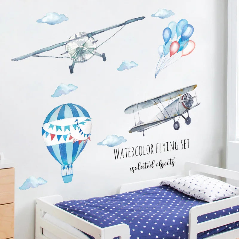 Cartoon Kids room Wall Decor Wall Stickers Hot Air Balloon Vinyl Wall Decals for Home Decoration Art Murals Sticker Wallpaper