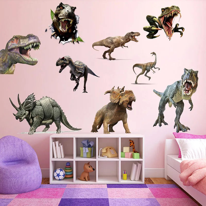 Various Dinosaur Wall Stickers Boy Kids room Wall Decor Tyrannosaurus PVC Wall Decals Removable Art Murals for Home Decoration