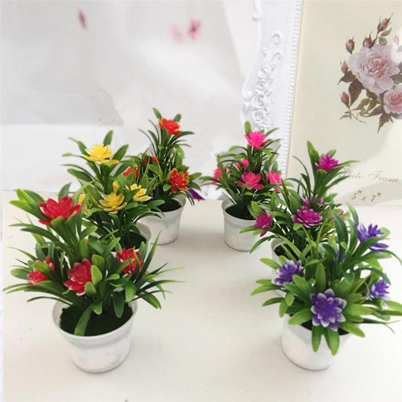 Artificial Potted Simulation Fake Lotus Yellow Red Orange Pink Purple Plants Flower Home Garden Table Decoration Room Ornaments