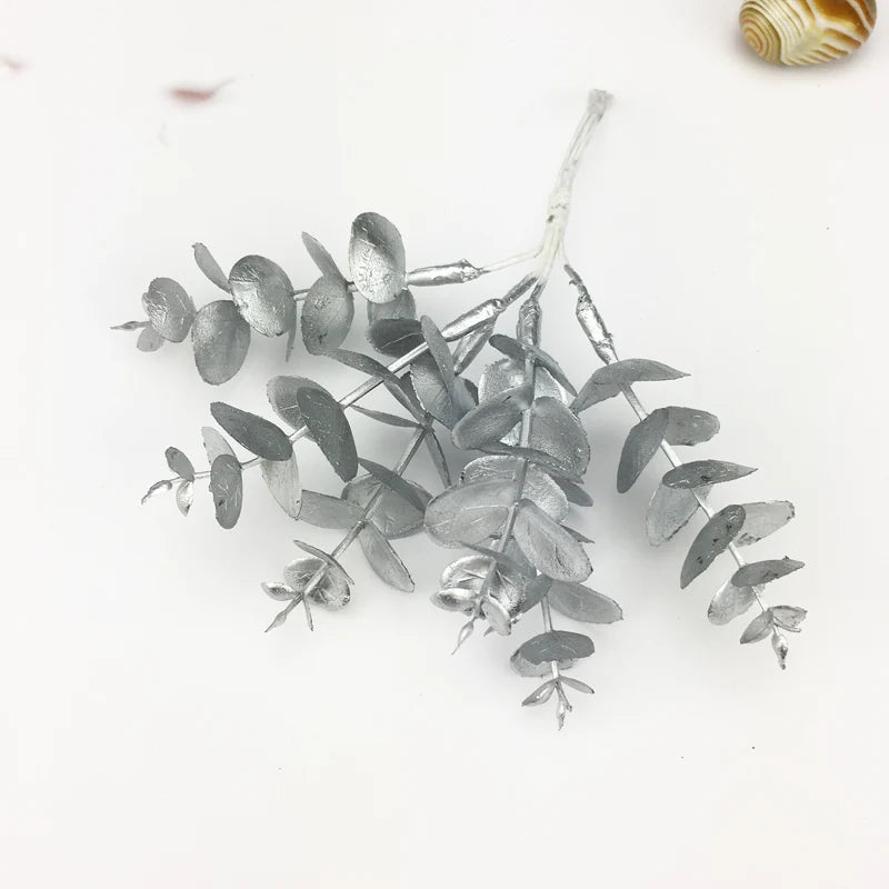 Artificial plastic plants eucalyptus leaf for diy wedding decorative flowers needlework brooch home decor christmas garland