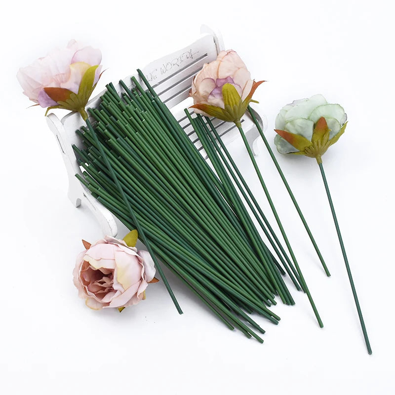 30pcs Pole Iron Wire Green Leaf Vases for Home Decor Christmas Decorative Flowers Wreaths Wholesale Artificial Flowers