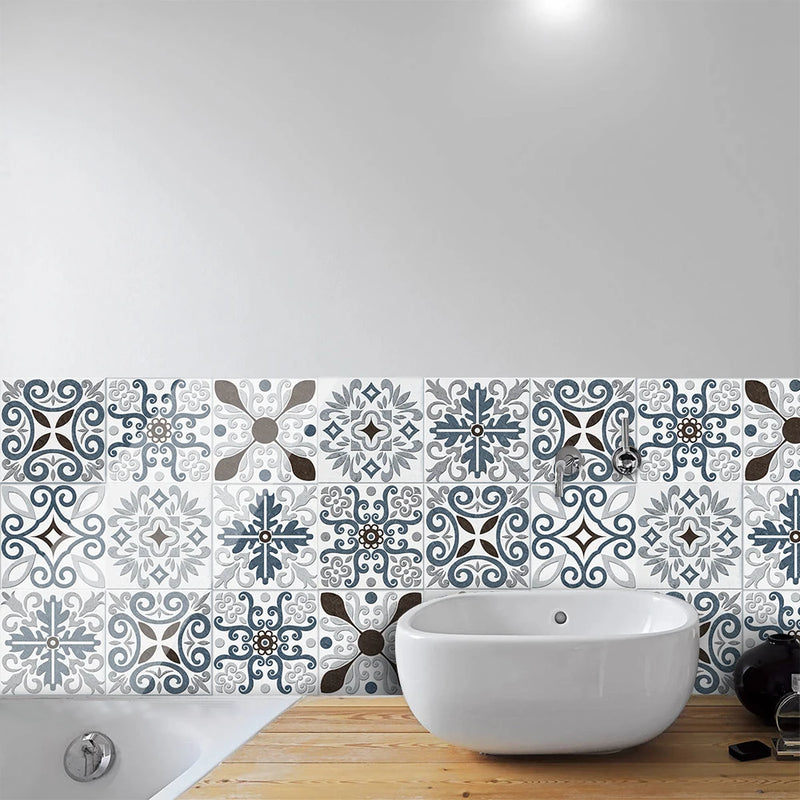 10pcs/Set 2D European Fresh Style Crystal Hard Tiles Wall Sticker Kitchen Bathroom Tables Art Mural Home Decor Vinyl Wallpaper