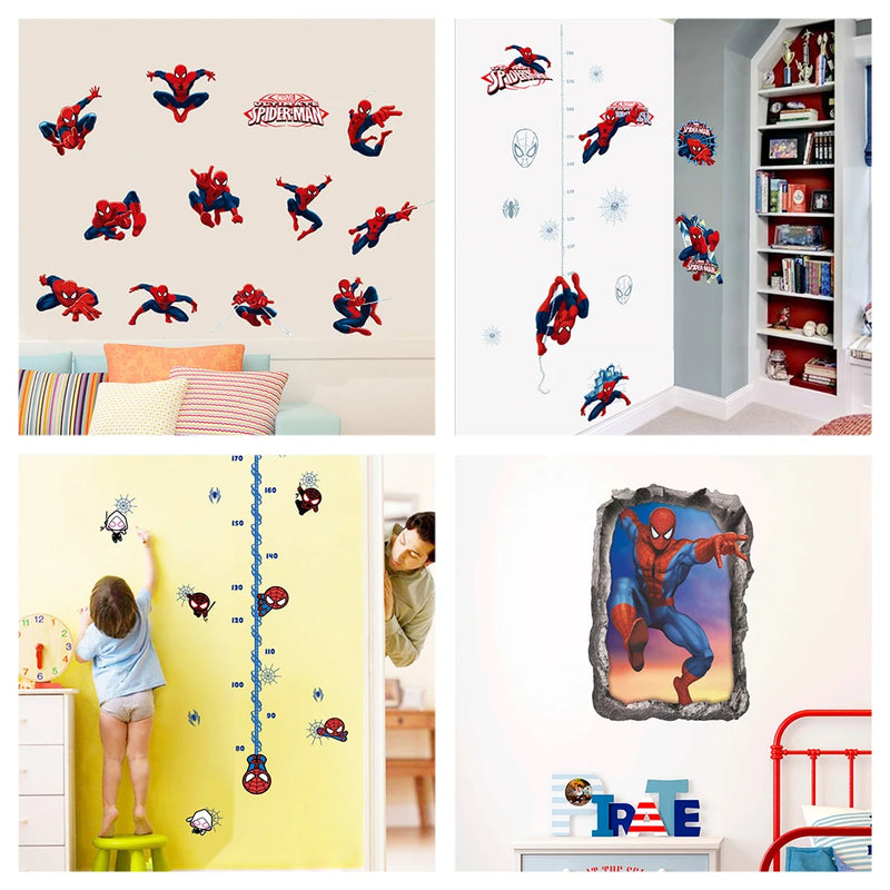 Spiderman Theme Wall Stickers For Kids Room Home Decoration 3d Cartoon Super Hero Mural Art Boys Decals Diy Anime Movie Posters