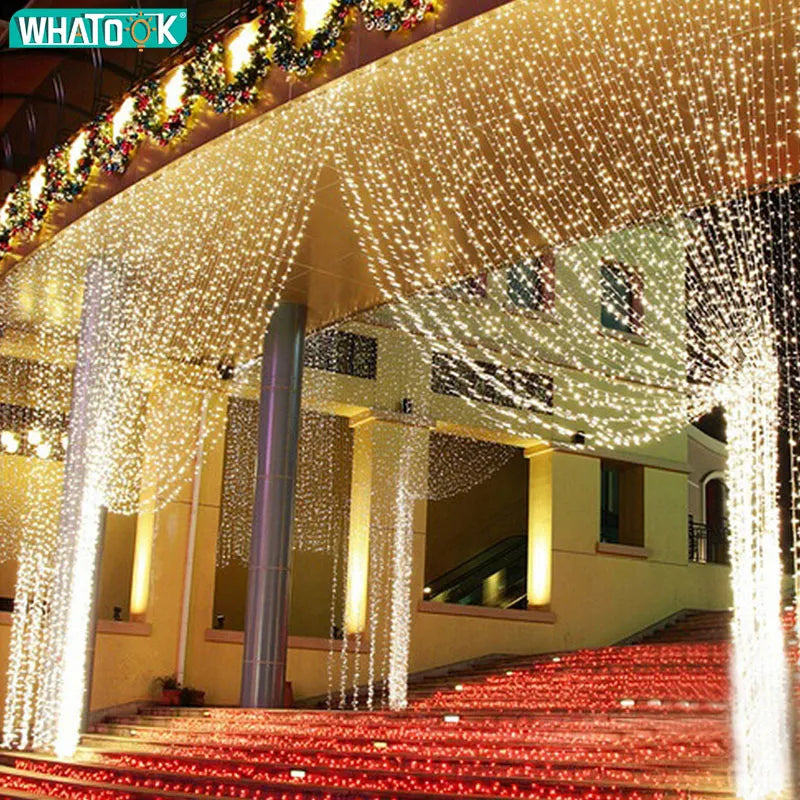 960LEDS LED Curtain Lights Fairy Garland String Light Icicle Christmas Indoor Outdoor Wedding Lighting Home Party Gararden Decor