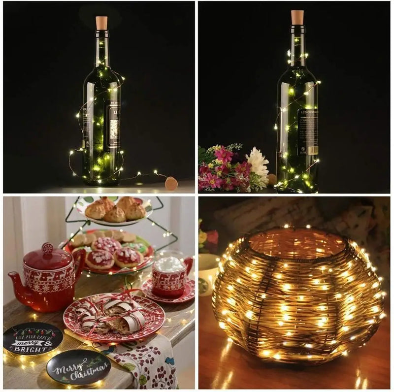 2m 20 LED Cork Bottle Fairy Light USB Rechargeable for Bedroom Home Party Wedding Christmas Indoor Decoration String Lamp