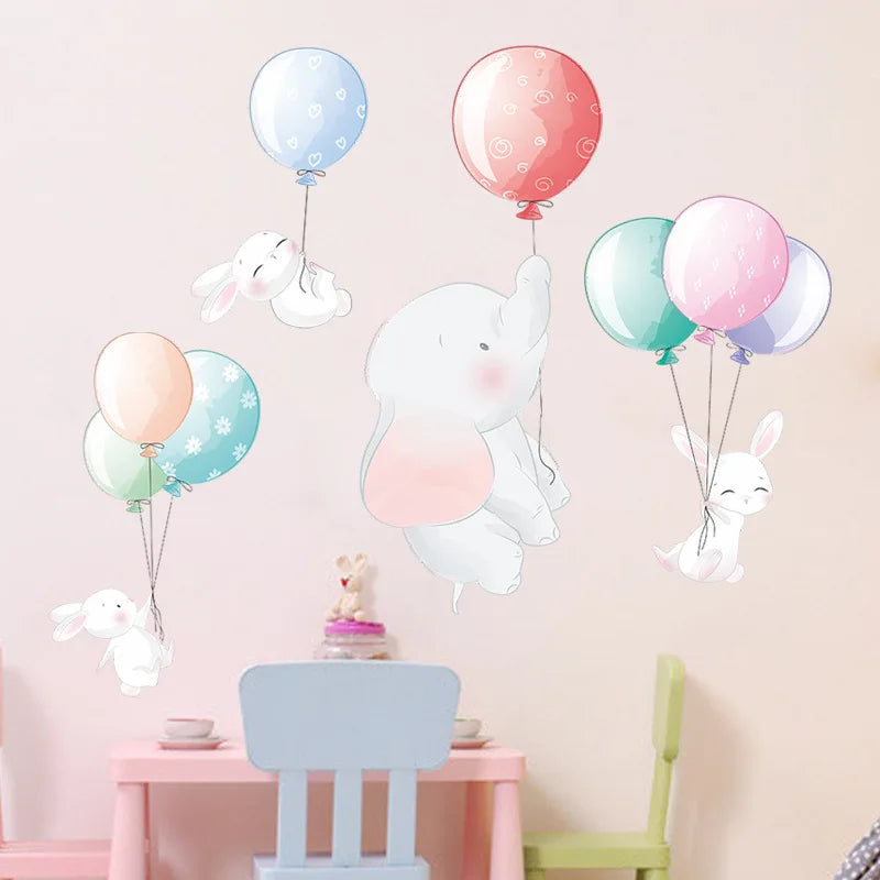 Cartoon Kids room Wall Decor Wall Stickers Hot Air Balloon Vinyl Wall Decals for Home Decoration Art Murals Sticker Wallpaper