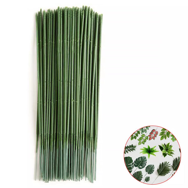 100 Pcs Artificial Potted Stem Plastic Gardening Flower Rod Plant Wire Bouquet Wrap Flower Stick Florist Craft Decor 17cm/25cm