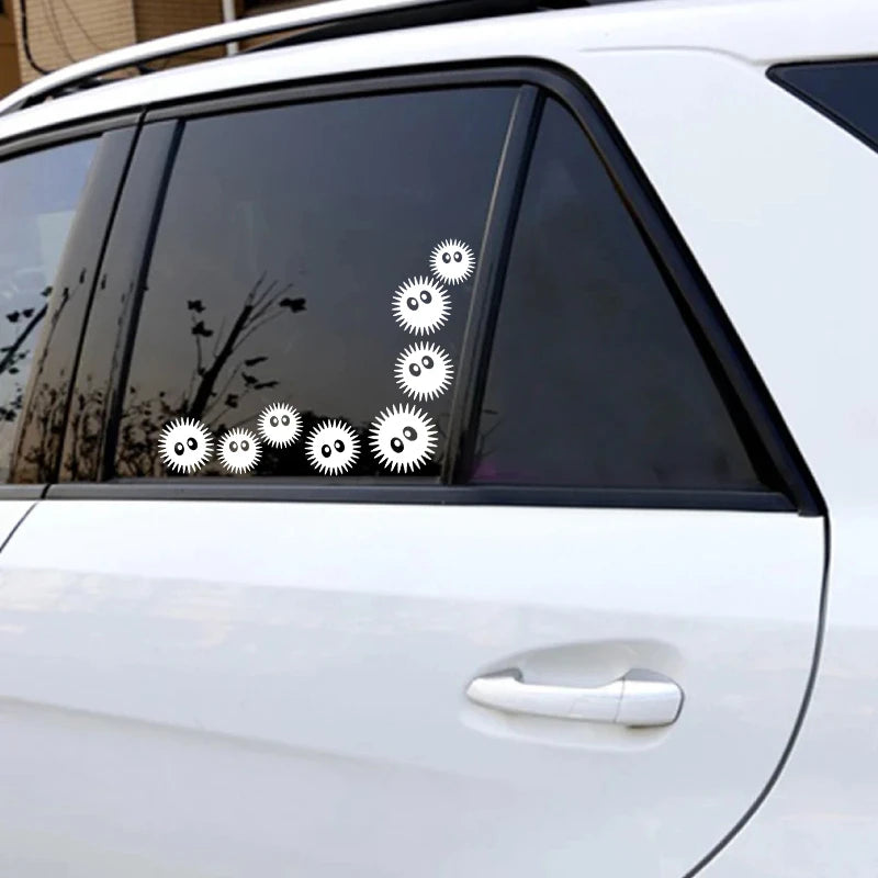 9pcs Dust Ball Soot Sprite Decals Funny Car Laptop Vinyl Art Sticker Children Room Door Decorative Trunk Bumper Decoration