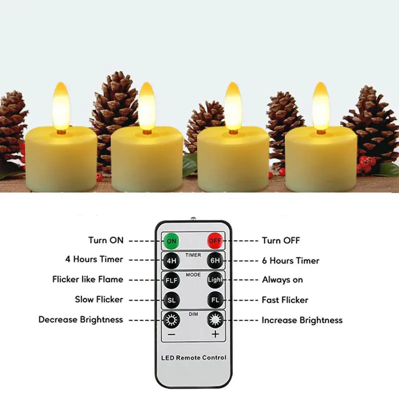 Pack of 6 Remote Controlled w/Timer Led Tea Light USB Rechargeable Tealight Warm White 3D Wick flickering Candle Lamp Party Deco