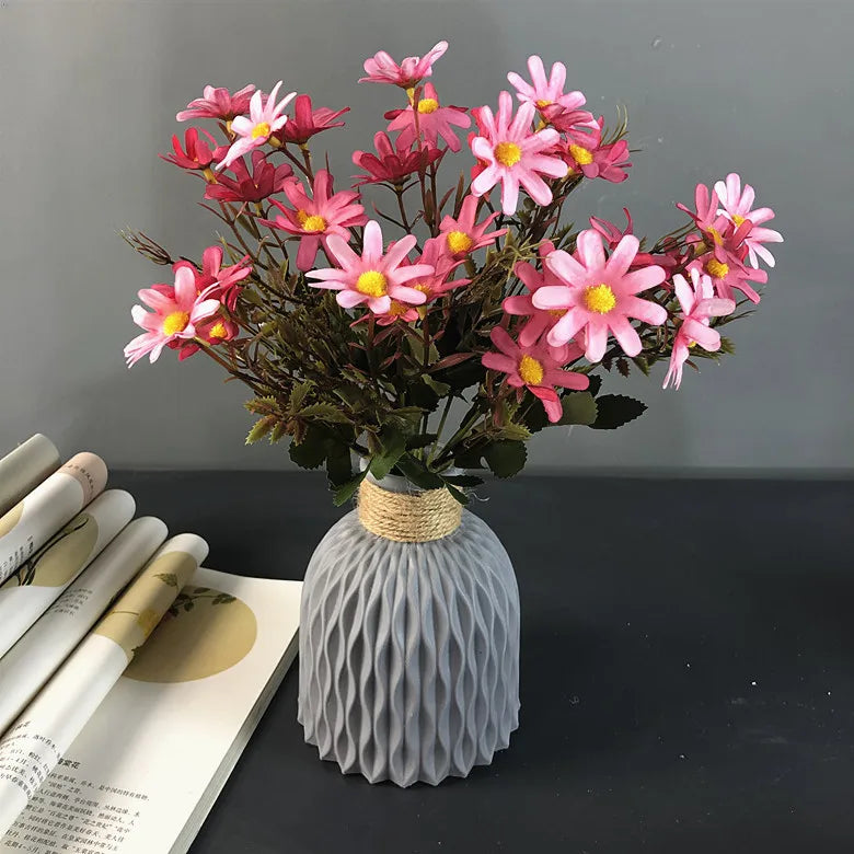 Modern Flower Vase Imitation Ceramic Flower Pot Decoration Home Plastic Vase Flower Arrangement Nordic Style Home Decoration