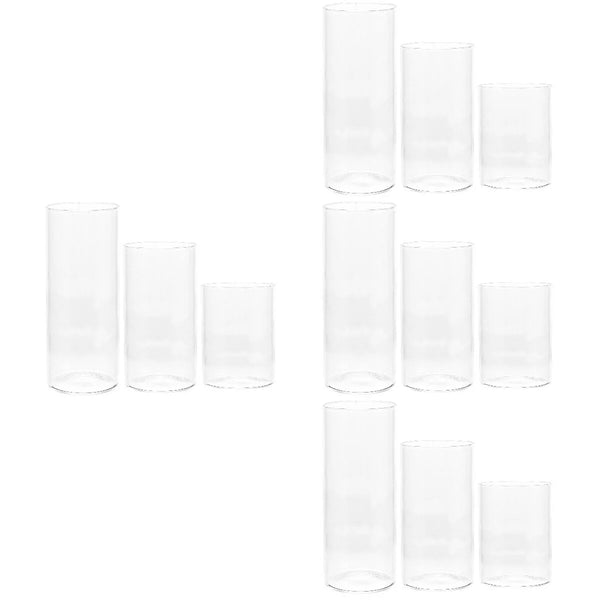 12 pcs Glass Candle Chimney Candle Glass Shelf Windproof Protectors Hurricane Holders Cover Small Shades Jar Candles Pillar