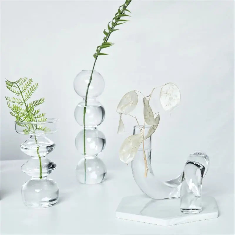 Transparent Vase Modern Home Decor Vase Decoration Home Wedding Clear Glass Vase Nordic Vases Set Hydroponic Vase