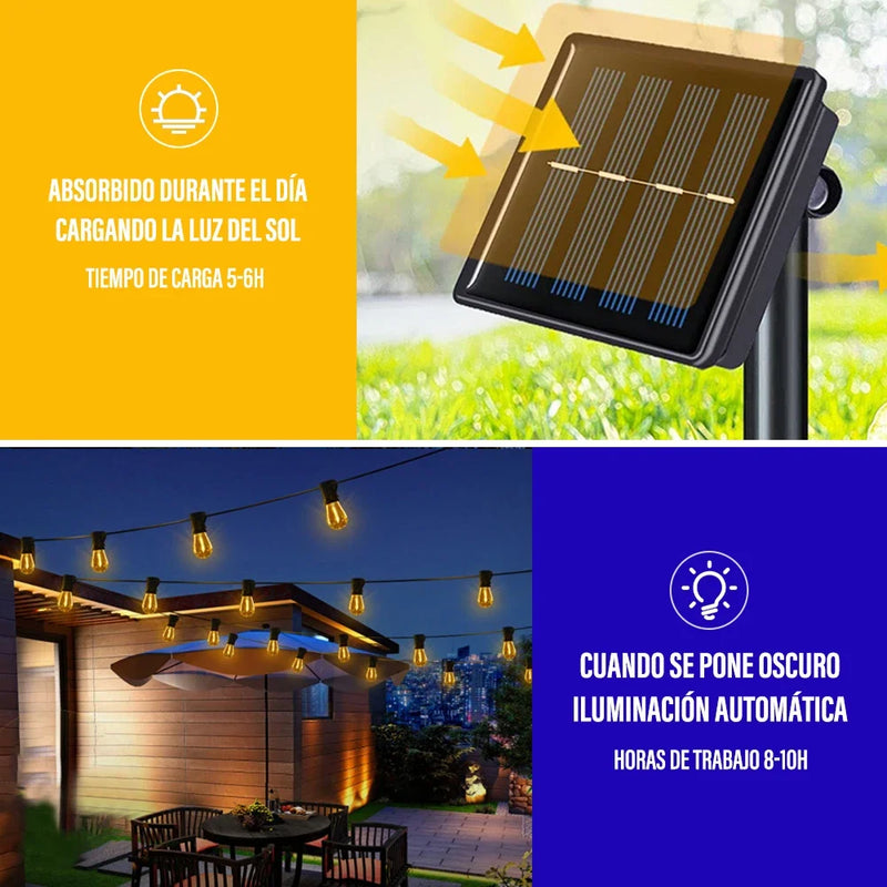 10M Led Solar Outdoor String Lights Garden Waterproof Patio Lights for Outdoor Christmas Decoration Garland Furniture Fairy Lamp