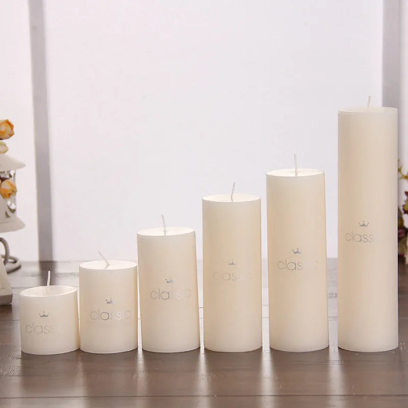 Scentedless Ivory white Pillar Candles for Emergency Household Candles for Praying Several Sizes Optional Home Decor