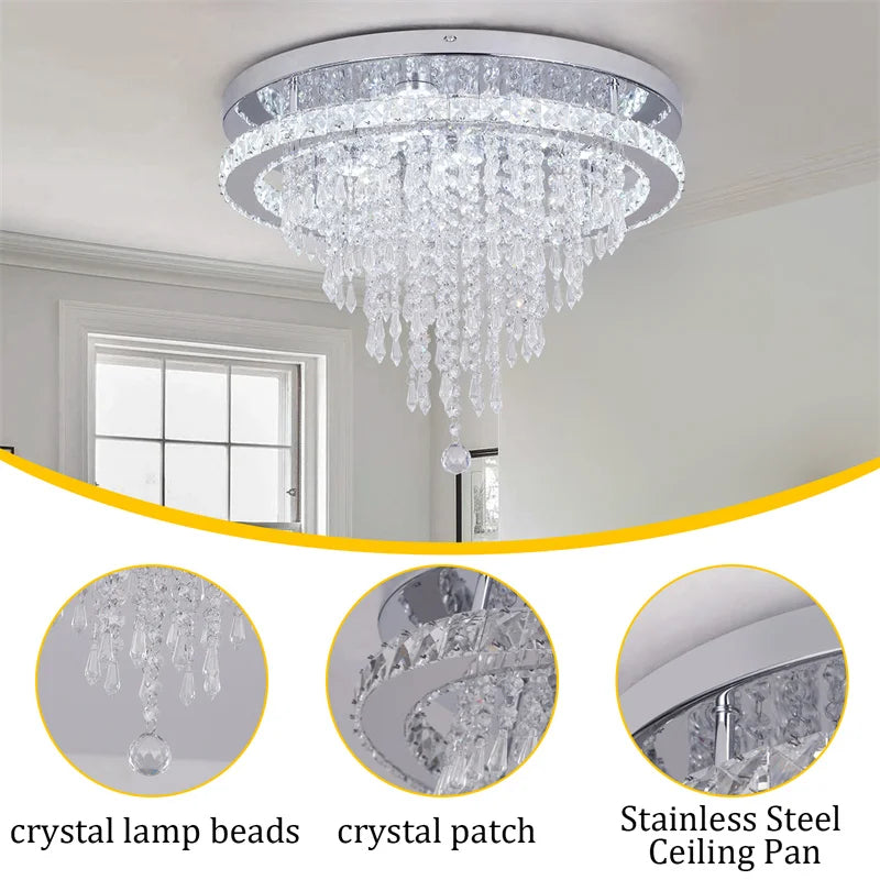 Modern K9 Luxury Crystal Ceiling Lamp Smart Led Living Dining Room Pendant Light Chandelier Remote Control Hanging Decor Luminai