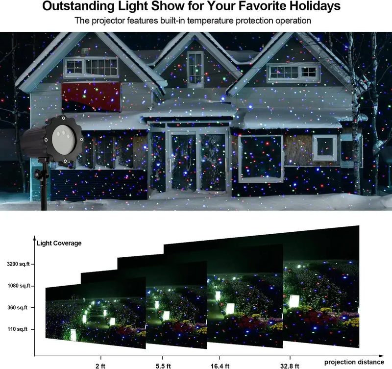 LED Laser Christmas Projector Lights Outdoor 110V Starry Stars Garden Firefly Lights with Remote IP65 Waterproof Tree Decoration