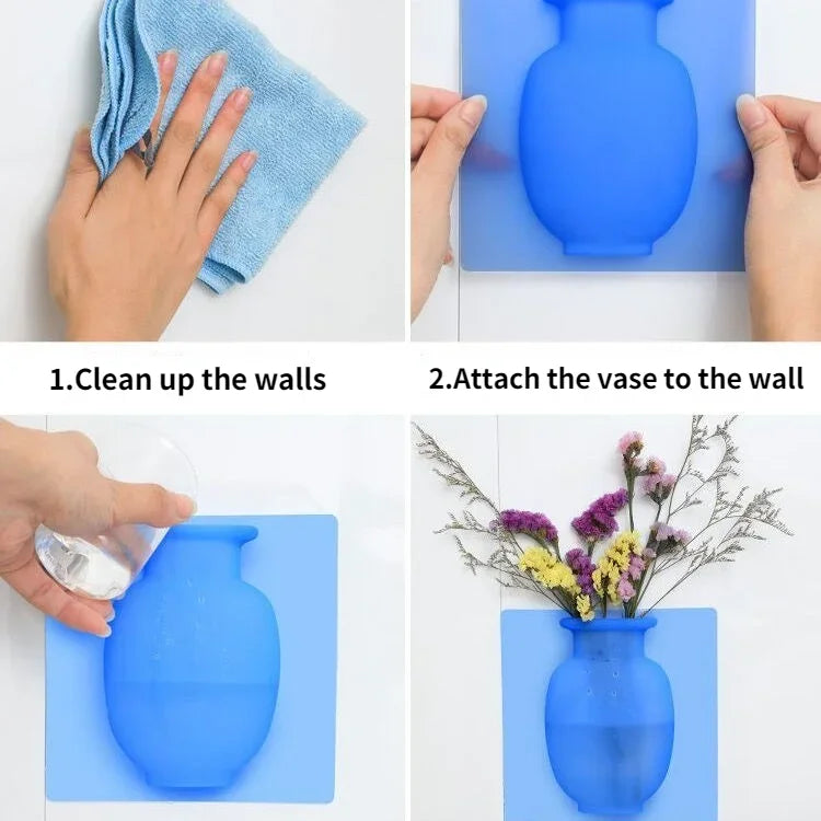 Silicone Additive Sticky Vases Easy Removable Wall Fridge Magic Flower flower pots decorative DIY Home Decoration Accessories