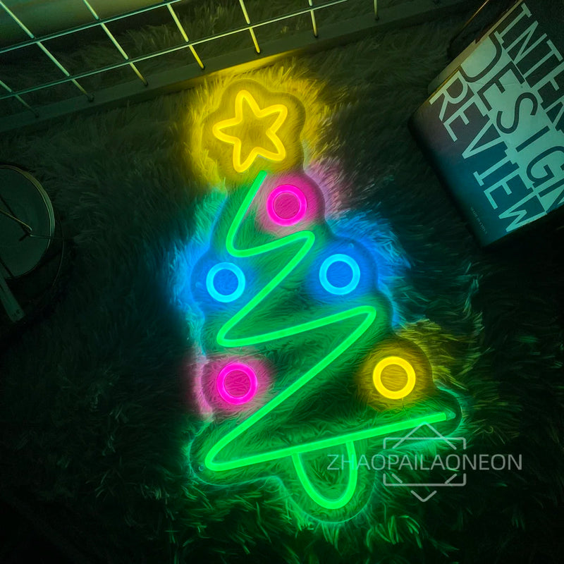 Christmas Trees Neon Sign Lighting Christmas Decor Home Room Decor Bedroom Shop Xmas Decor Happy New Year Neon Lights LED Signs