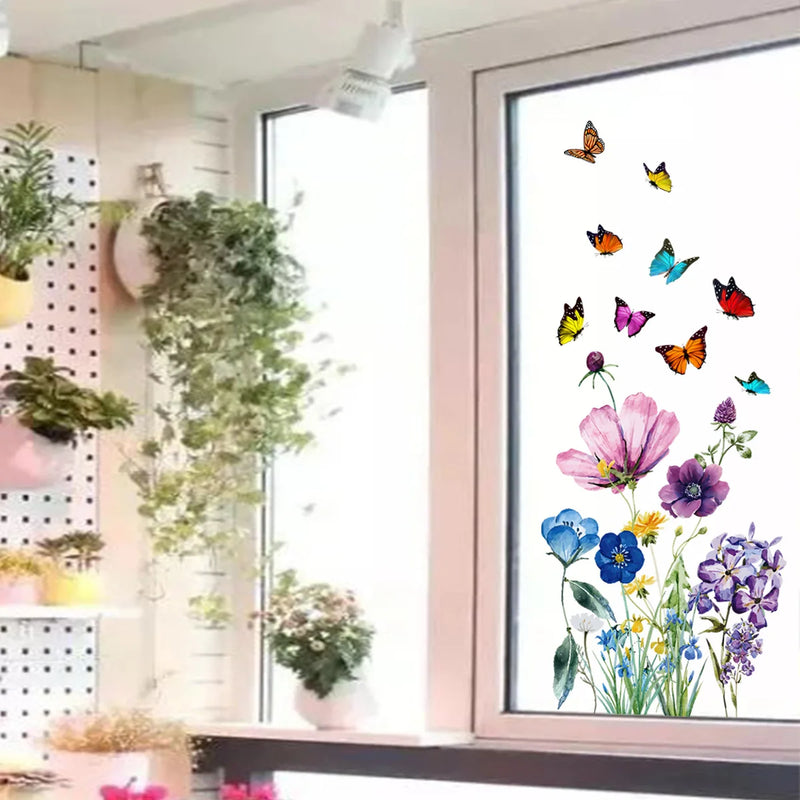 Wall Stickers Flower Butterflies Home Room Window Decoration Bedroom Bathroom paper  Furniture Door House Interior Decor