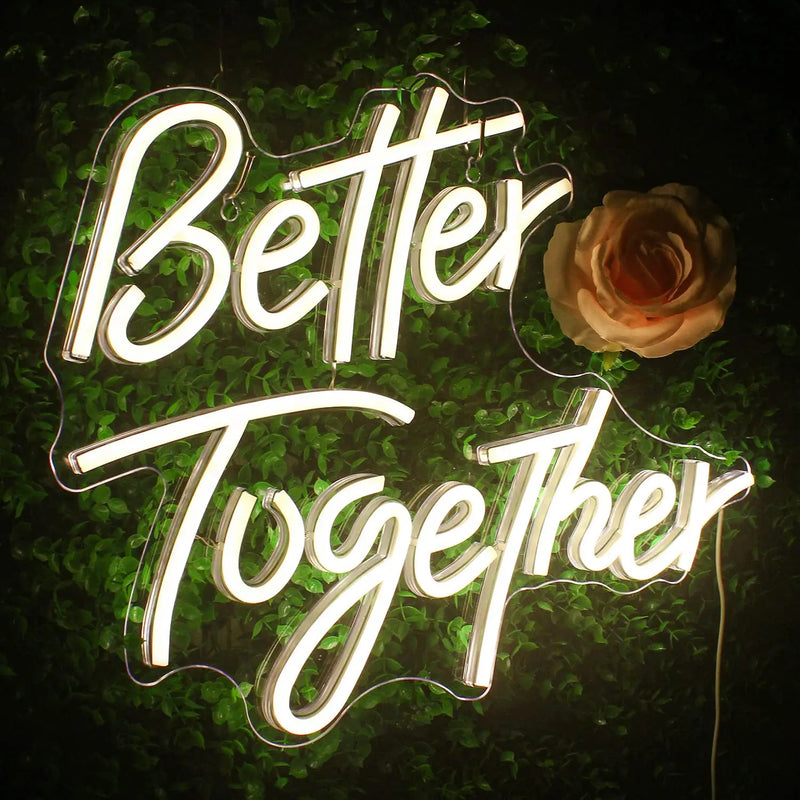 Better Together Neon Sign LED Light Home Art Wedding Bar Bedroom Aesthetic Room Birthday Party Clue Wall Decorate Gift