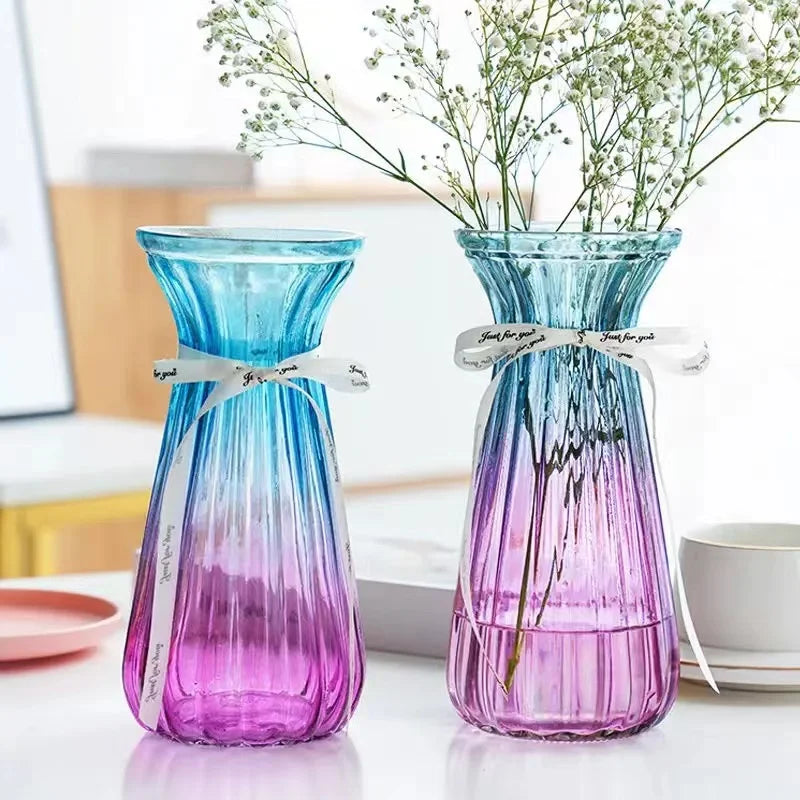 Extra Large Glass Vase Transparent Living Room Ornament Hydroponic Plant Lucky Bamboo Lily Inserted Dry Flower Ceramic