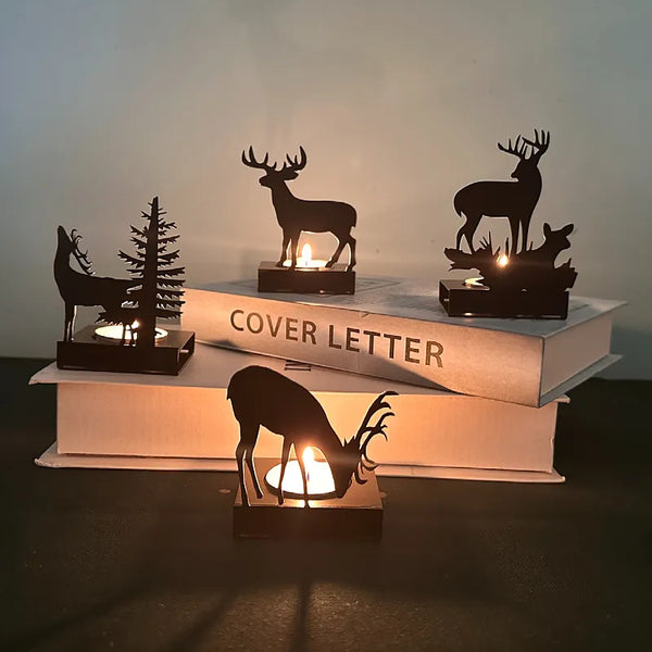 Metal Elk Candlestick Home Christmas Supply Candle Holder Decor