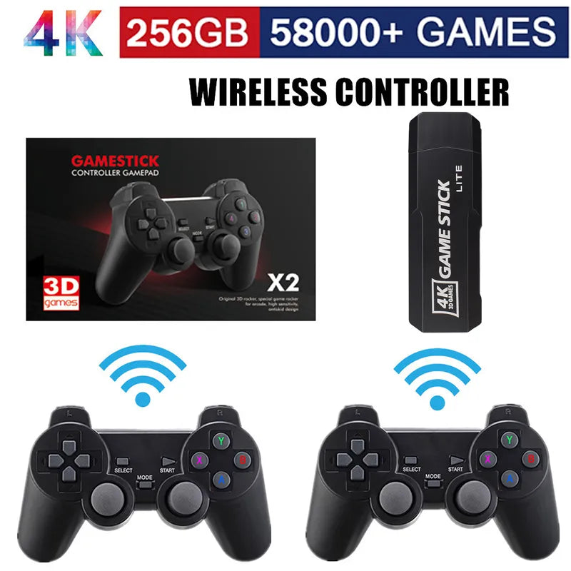 GD10 Game Stick 256G 4K HD Video Game Console Double Wireless 2.4G Controller Retro Console  58000 Games For PSP  Christmas Gift