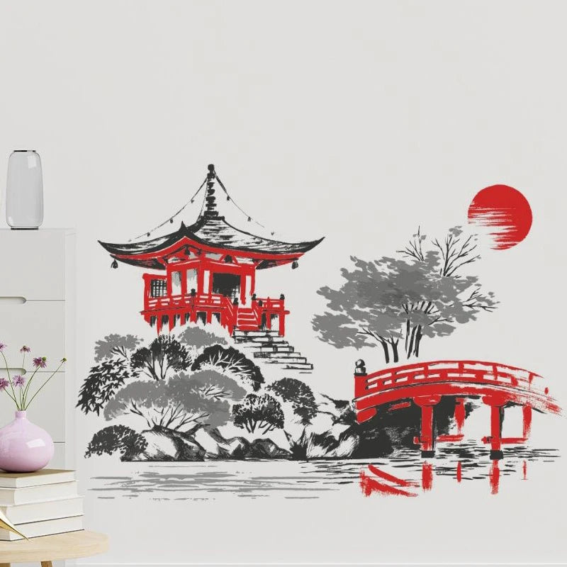 Transparent Background Decoration For Japanese Art With Ancient Design Of Samurai Training Wall Sticker Mural Living Room Decal