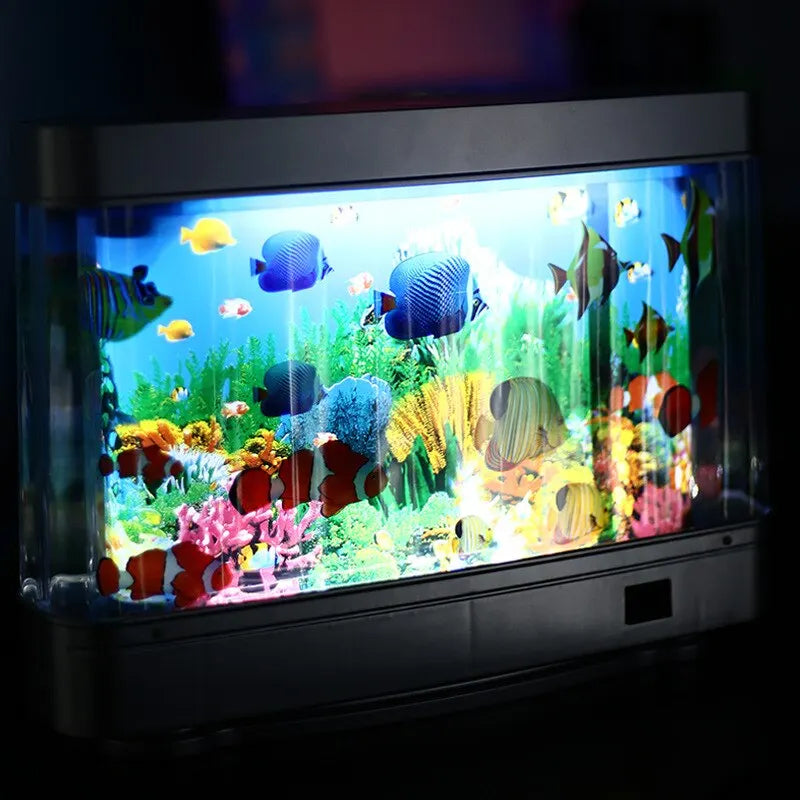 Artificial Tropical Fish Tank Lamps Aquarium Decor Virtual Ocean in Motion Night Light For Children Halloween Christmas Gift Toy