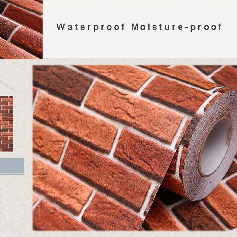 Self Adhesive PVC Brick Wallpaper For Living Room TV Background Wall Decals Diy Home Decor Kitchen Waterproof Decorative Sticker