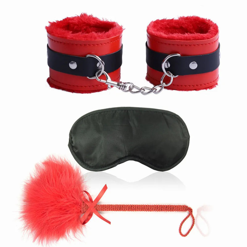 Exotic Sexy Accessories Kit of Sex Eye Mask Bdsm Bondage Games Toys with Handcuffs for Couples Adults Sex Blindfold Flirting