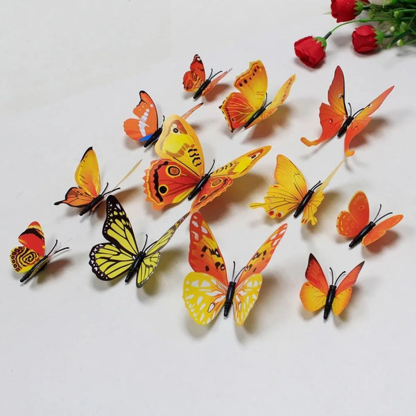 12Pcs 3D Butterfly Wall Stickers Removable Mural Home Bedroom Living Room Decoration Vinyl Art Wall Decals