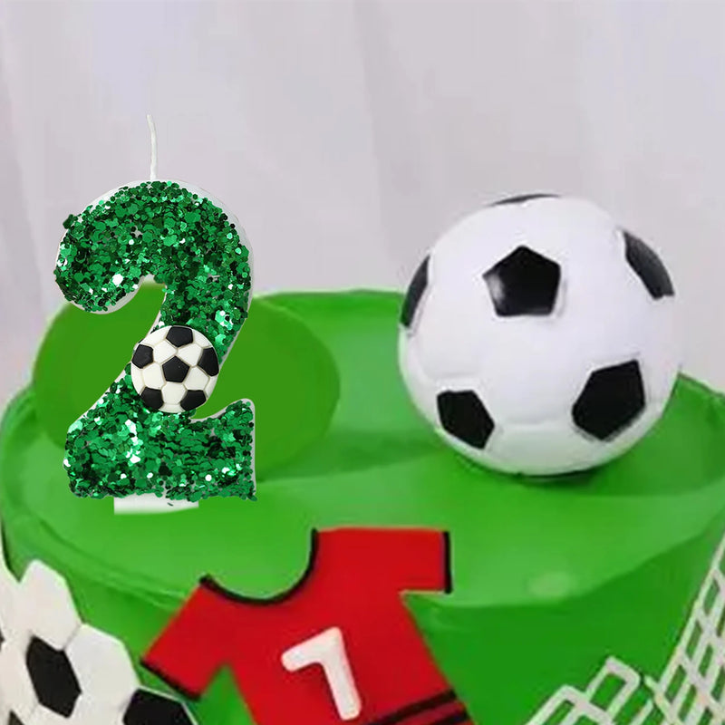 Football Children's Birthday Candles 0-4 Number Green Birthday Soccer Rugby Candle for Boy Party Cake Topper Decoration