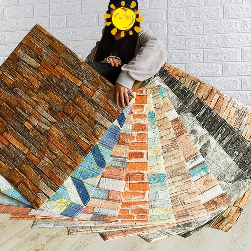 1Pcs 35*30cm Wallpaper Brick 3D Wall Sticker Foam Self Adhesive DIY  Living Room Decor Waterproof Paper