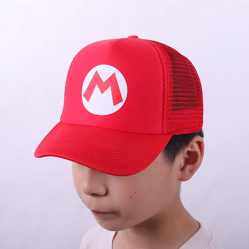 Super Mario Bros Cap Luigi Peach Princess Children’s Anime Game Figures Baseball Cap Mario Costume Sunshade Letter Hat Kids Gift