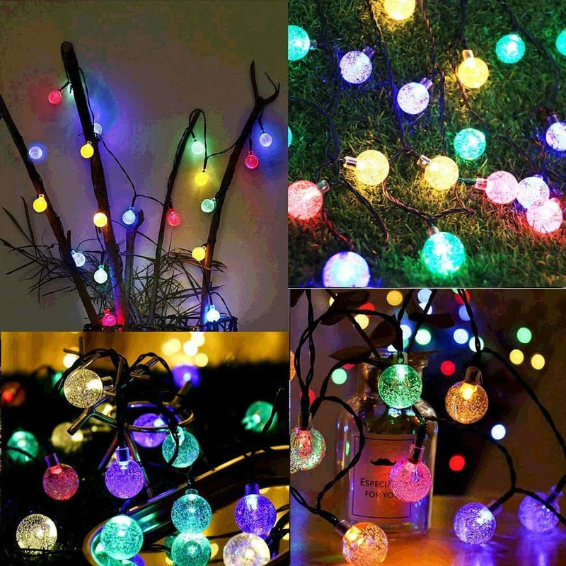 Solar String Lights Garden 50/20 LED Outdoor Waterproof Crystal Ball Fairy Light Home Patio Yard Christmas Tree Decoration Lamp