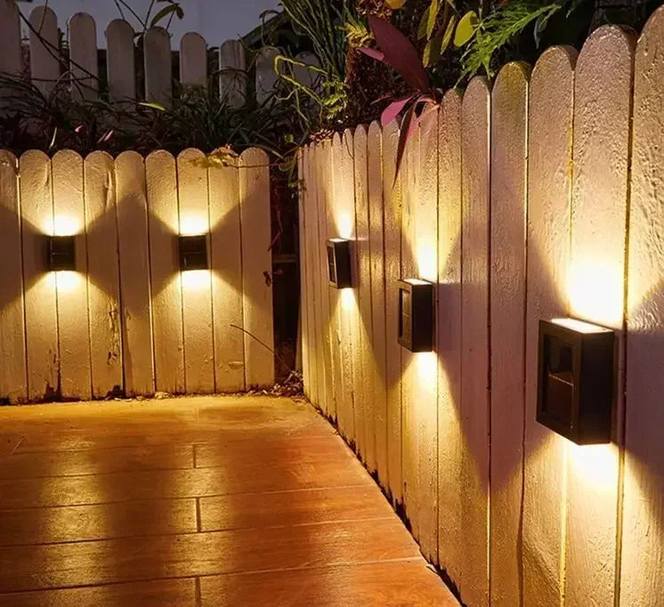 Outdoor Solar Lights Waterproof Sunlight Powered Wall Lamp Up and Down Light Garden Patio Stair Fence Courtyard Landscape Decor