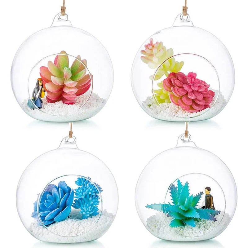 3/6/12Pcs Hanging Glass Tealight Globe Creative Home Candle Holder with LED Candle for Home Wedding Party Indoor Outdoor Decor