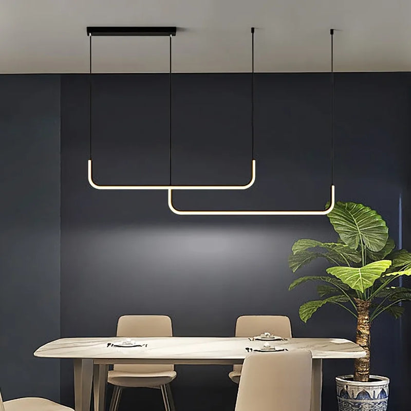 Nordic Simple LED Pendant Lamps Black Gold Dimmable for Kitchen Table Dining Room Hanging Home Decor Lighting Lusters Luminaires