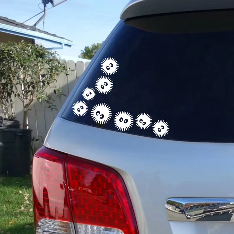 9pcs Dust Ball Soot Sprite Decals Funny Car Laptop Vinyl Art Sticker Children Room Door Decorative Trunk Bumper Decoration