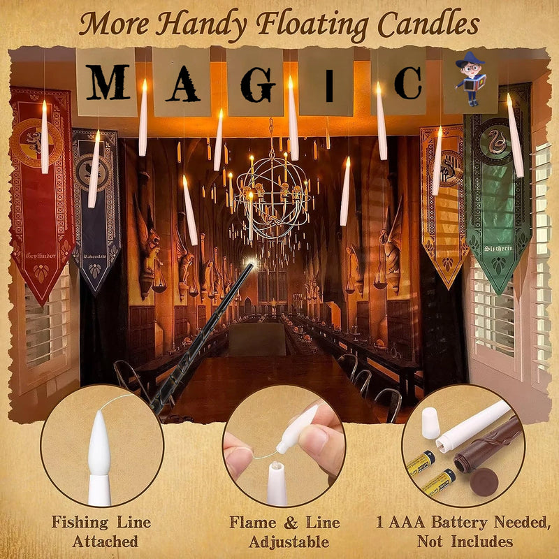 12-60PCS LED Floating Candles with Magic Wand Flameless Flying Candle Flickering Burning Candles for Wedding/Holiday Decor