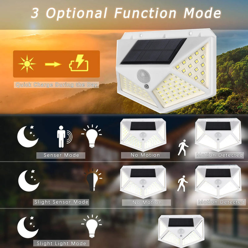 1/2/4/8/9PCS Solar Light Outdoor 100 LED Wall Lamp PIR Motion Sensor Lamp Waterproof LED Lights For Garden Street Decoration