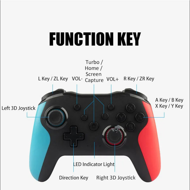 GAMINJA NS009 Bluetooth Game Controller Wireless Gamepad For Nintendo Switch Console PS3 PC Windows 7 10 Dual Vibration Joystick