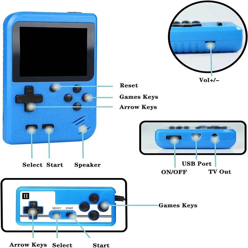 Built-in 400 FC Games with Portable Case Mini Retro Handheld Game Console 3.0 Inch LCD Screen Video Game Player Kids Boys Gift