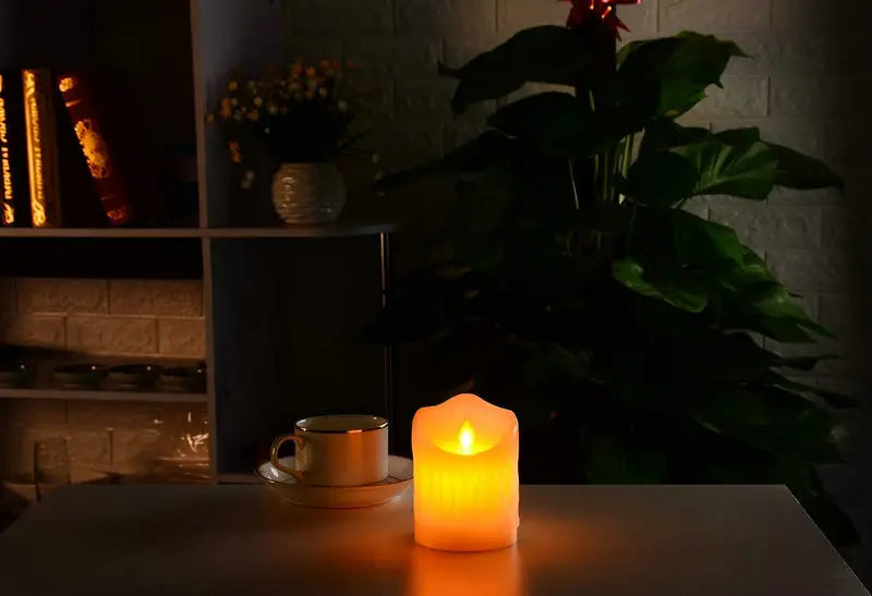 USB Rechargeable Flameless Electric Candle Light Dipped Paraffin Wax Dancing Moving wick Home Party Pillar Candles w/Remote