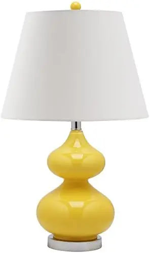 Collection Eva Modern Contemporary Yellow Double Gourd Glass 24-inch Bedroom Living Room Home Office Desk Nightstand Table Lamp