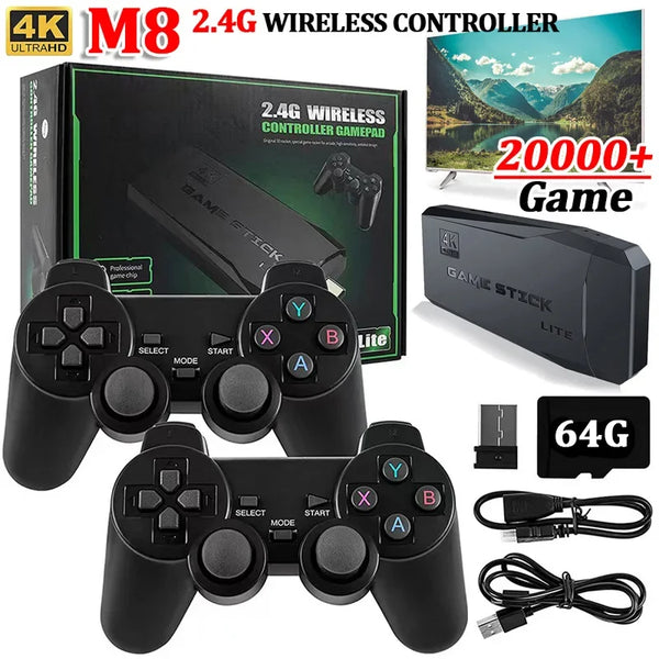 Video Game Console 2.4G Double Wireless Controller Game Stick 4K 20000 Games 64 128GB Retro Games for PS1/GBA Boy Christmas Gift