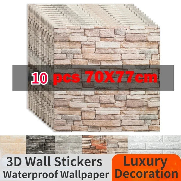 10PCS Self Adhesive Foam Wallpaper Waterproof 3D Brick Wall Panel Living Room  Bedroom Brick Papers Home DIY Wall Stickers Decor